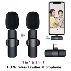 Wireless Lavalier Microphone Live Broadcast Microphone with Noise Reduction Small Microphone mini mic compatible for iPhone and Type c Android phones