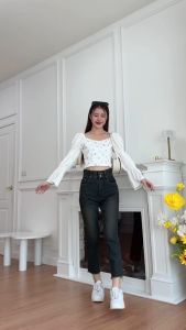 กางเกงยีนส์ผู้หญิงทรงบอยสลิมสองกระดุมเก็บพุง 100% สำหรับ S-5XL รุ่น - ขนาด กางเกงยีนส์สาว