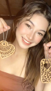 Personalized Laser-Cut Wooden Heart Keychain – Tribal Mandala Design