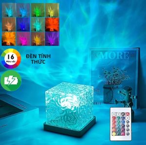 RGB 16 Màu Đèn Ngủ Có Điều Khiển Từ Xa Chiếu Sóng Đại Dương Sạc Cực Quang Đèn Máy Chiếu Trang Trí Nhà Bàn Nightlight