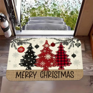 VIKAMA Christmas Multi Pattern Entry Floor Mat Polka Dot Snowflake Plaid Entryway Non Slip Carpet Holiday Decoration Floor Mat