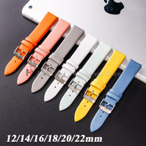 12/14/16/18/20/22mm Cowhide Leather Watch Band Ultra Thin Watch Strap Plain Weave Needle Pattern Colorful Belt Replacement Belts