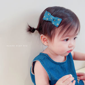 Cute Butterfly Knot Hair Clip for Girls Denim Material No Damage to Hair Versatile Childrens Accessories from Guangdong China