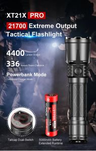 Klarus XT21X pro Military Tactical Flashlight 4000 Lumens Rechargeable Police Torch Light for Self Defense with 21700 Battery