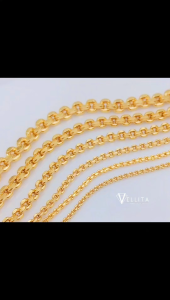 [VJ]Cop916 Premium Necklace "Anchor Link" W:0.15cm-0.5cm/L35cm-80cm 999.9 Gold Plated [Rantai Leher Sauh Dewasa&Budak)