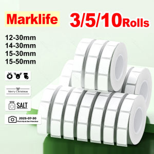 Marklife P15 P12 M1 White Thermal Lable Paper Rolls 3/5/10 Pack 12*30mm 14*30mm 15*30mm 15*50mm Adhesive Sticker Papers