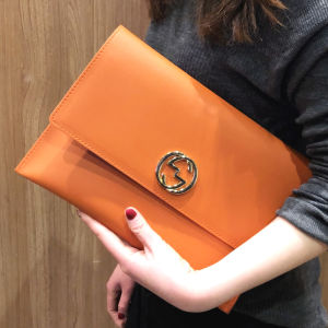 Fashionable Womens Chain Handbag Crossbody Envelope Style Underarm Bag Youth Casual Soft PU Leather Solid Color