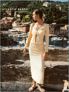 Atlantic Beach | French Open Cardigan Split Skirt Casual Two-Piece Set