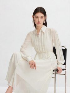 Vero Moda | Detachable Waist Rope Pinch Collar Draping A-Line Dress