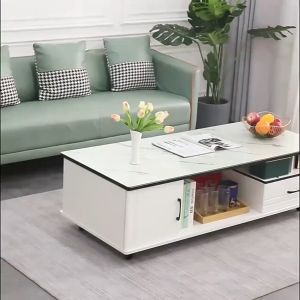 UNIVONNA Living room glass center table double-layer coffee table tempered explosion-proof glass