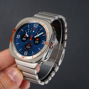Titanium Strap+Metal Protector Case for Samsung Galaxy Watch Ultra 47mm Hard Frame Magnetic Bracelet for Galaxy Watch Ultra 47mm