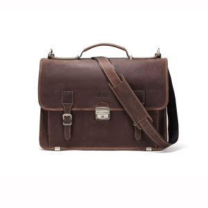 Liên lạc của Retro Túi Nam Nam Da Bò Sáp Ngựa Điên túi đựng tài liệu máy tính xách tay cho 14 inch công sở cho nam túi đeo vai dung tích lớn