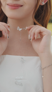 DAVINA Ladies Ailsa Necklace Sterling Silver 925 - Kalung Wanita Perak S925 Kupu Kupu Mutiara