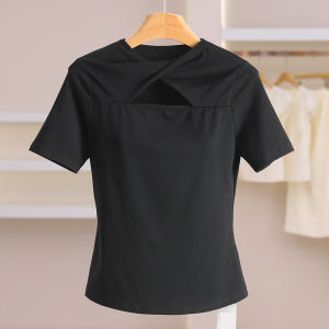 Lace Hollow Design Slim Fit Tee