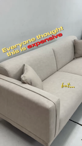 [FREE 2 PILLOWS] Como Home 3 Seater Sofa | Easy to Clean Fabric | Ready Stock | Muji Sofa | Minimalist Design