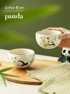 Blue Lotus Panda Ceramic Hand Held Cup Coffee Cup Egg Cup Steam Pitcher Japanese Good-looking Afternoon Tea Cup Tableware