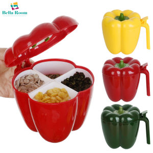 4 in 1 Seasoning Storage Box with Spoon Creative Chili Shape Barbecue Condiment Plastic Jar Kitchen Gadget