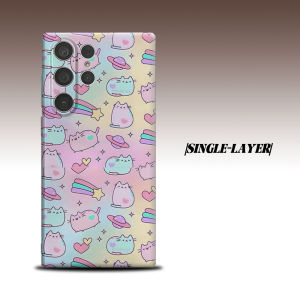 pusheen cat space For Samsung Galaxy S26 S25 S24 A56 A36 Dual Layer Luxury Fashion Full Lens Protective Case