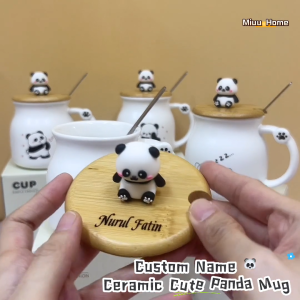 Custom Mug with Name 350ML Comel Panda Mug Cup Mug Gift Personalized Mug Coffee Cawan Panda Seramik hadiah persaraan