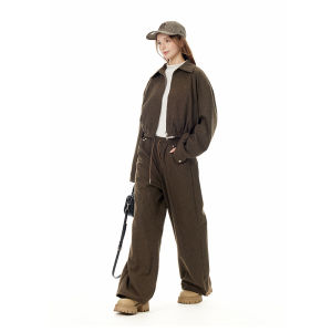 Turn Signal | Fashion Casual Two-piece Set Short Jacket and Wide-leg Pants