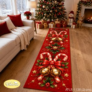 VIKAMA Christmas Long Carpet Soft Slip Resistant Corridor Floor Carpet Washable Festive Party Decoration Runner Mat Home Decor