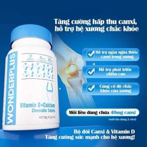 Combo Viên Nhai Bổ Sung Vitamin C 60 Viên + Vitamin D Wonderplus Giúp Làn Da Rạng Rỡ Giúp Xương Chắc Khoẻ Hộp 60 Viên
