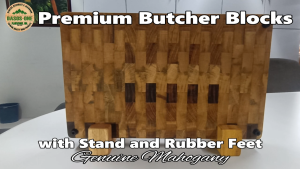 Butcher Block (End Grain) with Rubber Feet & Stand + Personalized Engraving 1.5" x 11" x 18"