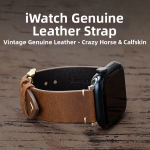 FUDIEN | Rugged Mens Handmade Leather Watch Strap for Apple Watch