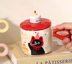 cute mug birthday gift for women cat mug tumbler cute coffee cup aesthetic mug gift ceramic mug with lid christmas mug