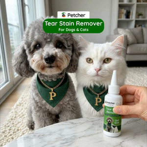 Petcher Tear Stain Remover 50ml Tear Stain & Eye Discharge Cleaning Pet Grooming Care for Dogs & Cats