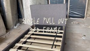 I HOME Single Pull Out Bed Frame / Velvet Katil Bujang Solid Wood Strong Durable