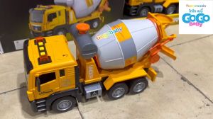 รถของเล่น รถโม่ปูนสีเหลืองใหญ่ รถก่อสร้าง รถโม่ปูนเสมือนจริง ไถได้หมุนถังได้มีไฟมีเสียง ของเล่นเสริมพัฒนาการ WY111B