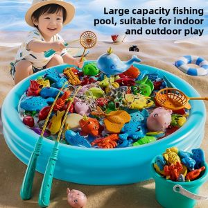 MONLEYTA | Childrens Fishing Rod Toy Magnetic Fish Pool Baby 2 Years Old Gift Boy Girl Six One Manleyta Plastic Toy For Ages 3 To 6