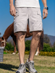 Enjeolon | Large Pocket Work Shorts Loose Straight Knee-length