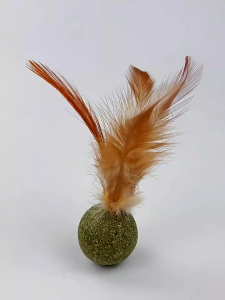Mani Catnip Mint Ball with Feather / High Ball Relieve Stress Catnip Cat Mint Interactive Cat Toy Cat Treats 3CM (2PCS)