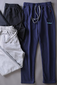 Spring Autumn New Mens Pure Cotton Elastic Waist Loose Casual Sports Pants Trendy Long Trousers Youth Popular Straight Leg