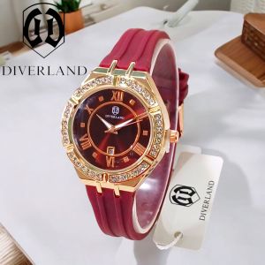 TERBARU JAM TANGAN WANITA ORIGINAL / JAM TANGAN WANITA FASHION KOREA / JAM TANGAN DIVERLAND DD006 RING DAIMOND TALI RUBBER