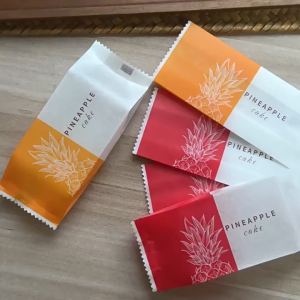 ถุงซีลกระดาษขยายข้าง Pineapple Cake  2 Tone ขนาด 5*13+3cm มีให้เลือก 2 สี แพคละ 95-100ชิ้น ซองทาร์ตสับปะรด