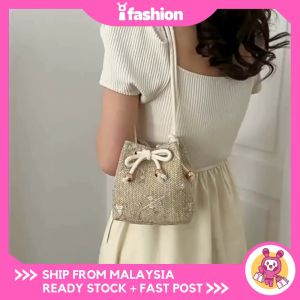 iFASHION 1994 READY STOCK Small Fresh Bucket Bag Personalized Rope Weave Shoulder Crossbody Bag For Women