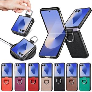 szhaiyu | Flip 8 Finger Ring Holder Leather Phone Case for Samsung Galaxy Z Flip 8 7 6 5 4 3 Flip8 Protective Cover