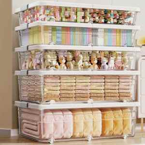 Flat Plastic Underbed Storage Box Transparent Clothing Quilt Organizer Box Sofa Rearrange Box Travel Storage Bag PVC Material