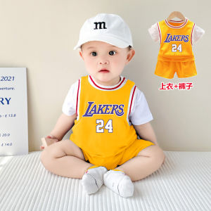 Pure Cotton Summer Sports Short Sleeve Childrens Clothing Set Baby Boys Girls Basketball Outfit Kids Shorts Casual Wear