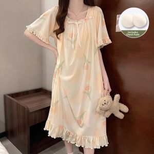 V.C.I | Padded Silk-like Princess Style Summer Sleepwear Dress