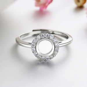 Classic Diana Style Ring Setting S925 Silver Embedded Amber Jade round Face DIY Mounting for Women Korean Style Fashion Jewelry