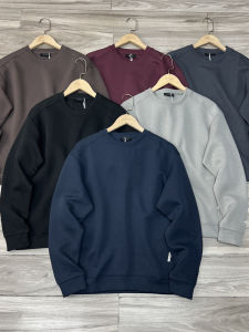 Mens Basic Pure Color round Neck Sweatshirt Comfortable Breathable Lyocell Cloud Sensation Air Layer Skin-friendly Sporty Casual