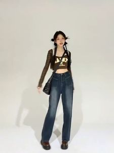 เสื้อกางเกงยีนส์ S-3XL หมดึงคุณภาพ แนววินเทจ เท้ากว้าง กางเกงยีนส์ขายาว สวยๆเก๋ๆ