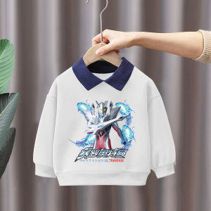 Spring Autumn Thin Long Sleeve Polo Neck Sweatshirt Casual Cartoon Boys Shirt Trendy Top for Boys Ages 3-14 Polyester Material