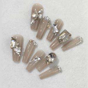 Handmade Luxury White K9 Diamond Nail Art Stickers Long Island Wearable False Nails Premium Feeling Beauty Nail Products