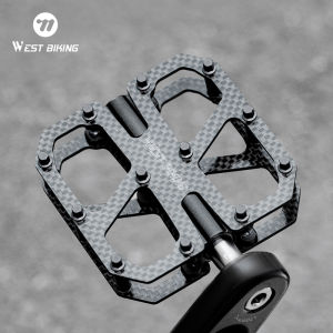 WEST BIKING T700 Carbon Fiber Bicycle Pedals Titanium Alloy Shaft Lightweight Anti-Slip Flat Pedal 3 Sealed Bearings Cycling Pedal MTB Road Bike Accessories