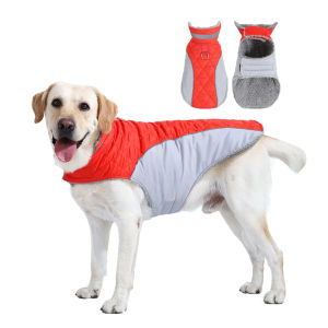 Winter Big Dog Jacket Reflective Waterproof Clothes For Medium Large Dogs Coat With High Collar Thicken Fleece Labrador Outfits